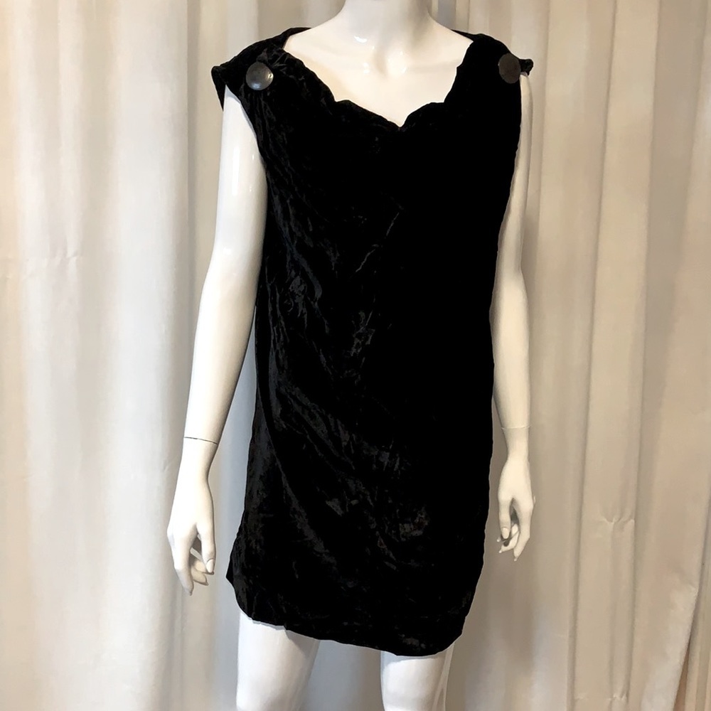 VIVIENNE WESTWOOD Anglomania Crushed Black Velvet Cowl Neck Snap Dress 38